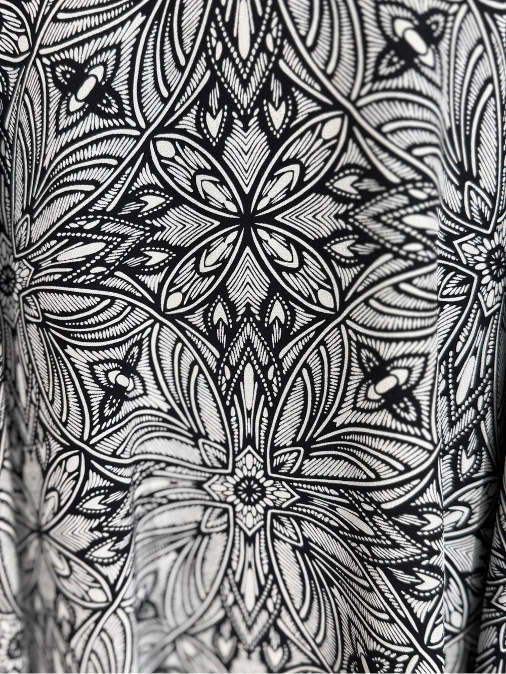 Yumi Kim Silk Fit Flare Dress Black White Print A Line L